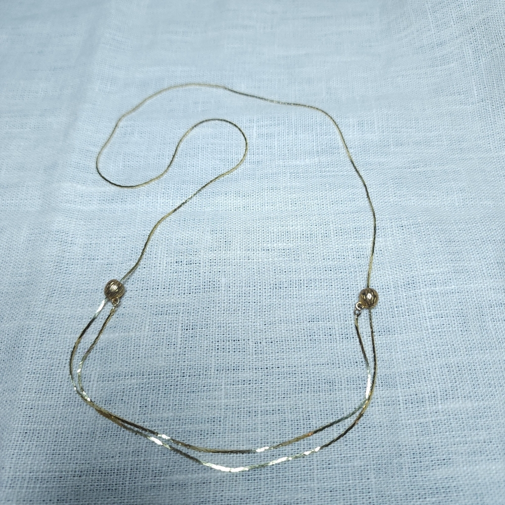 Vintage Herringbone Chain Necklace Adjustable Length Gold Tone 26"